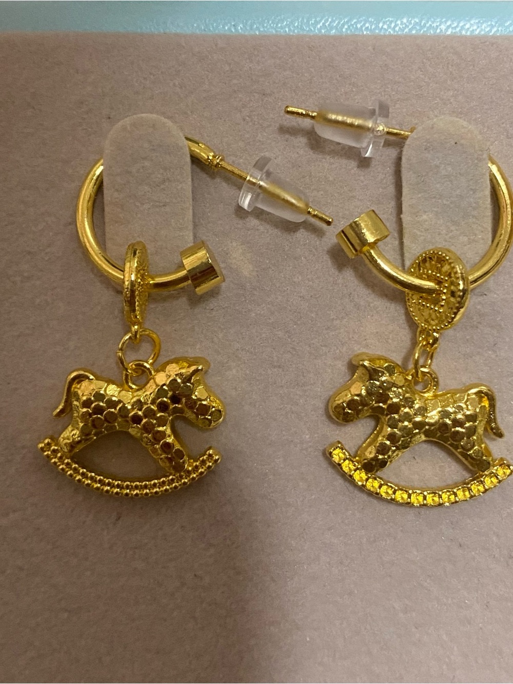 Gold Rocking Horse Hoop Earrings